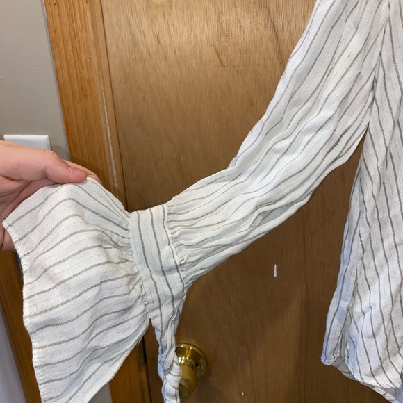 White with gray stripes collared shirt - Picture 3 of 4